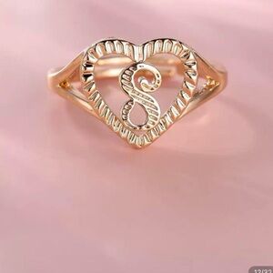 Gold Heart Initial Ring